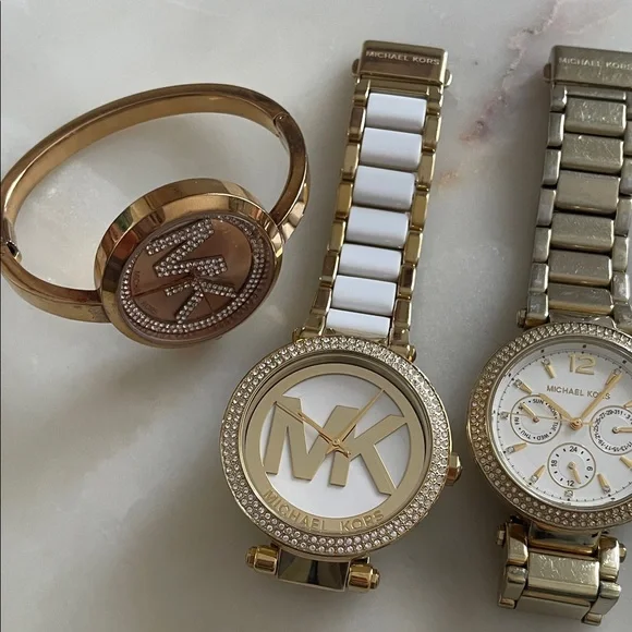 Michael Kors Gold, Silver, and Rose Gold Watch Set - Picture 2 of 3
